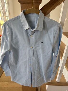 Vineyard Vines Boys Medium Cotton Light Blue Oxford Button-Down Shirt
